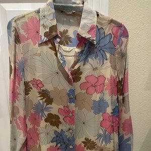 Women silk blouse with silk insert